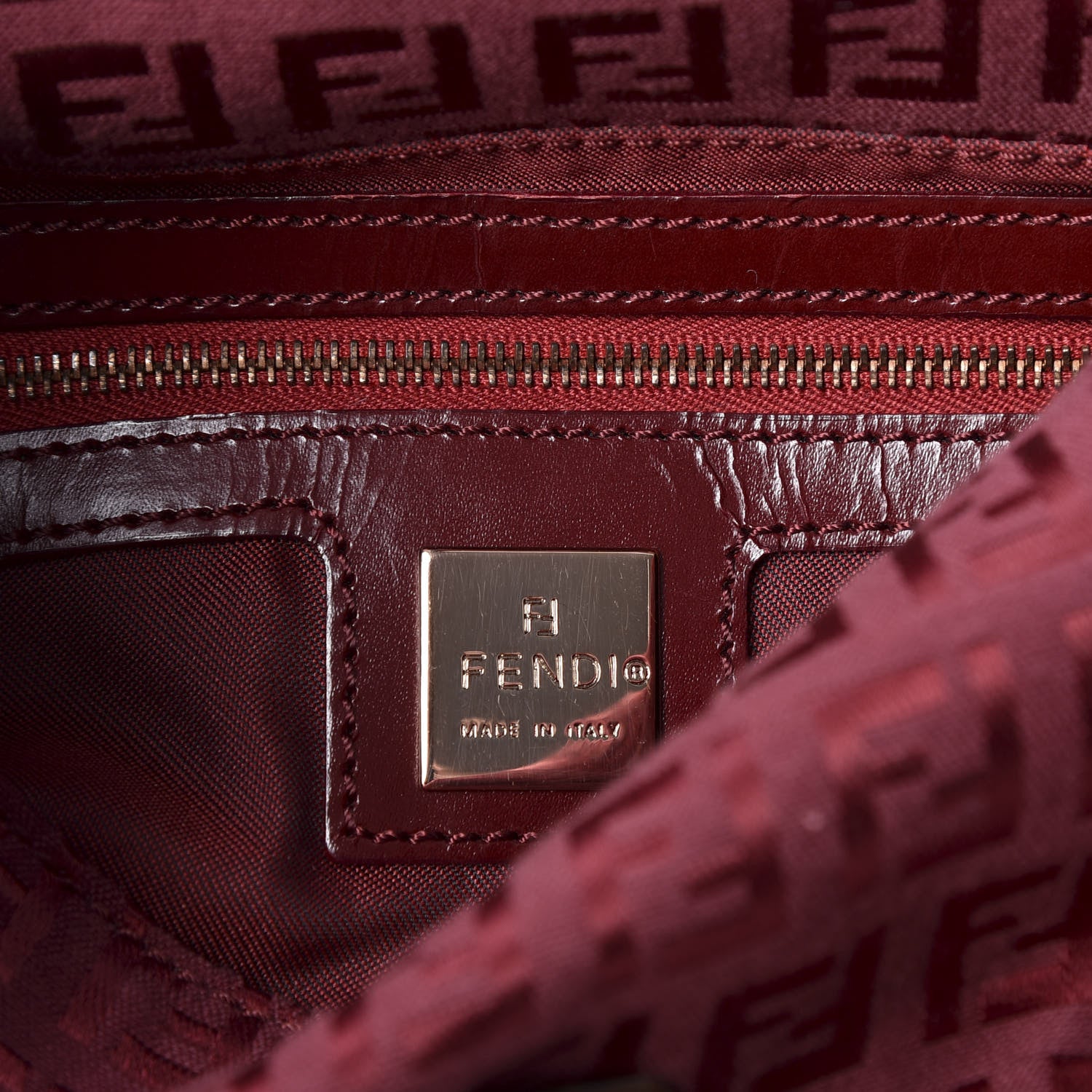 Fendi Zucchino Baguette Burgundy 7 of 8