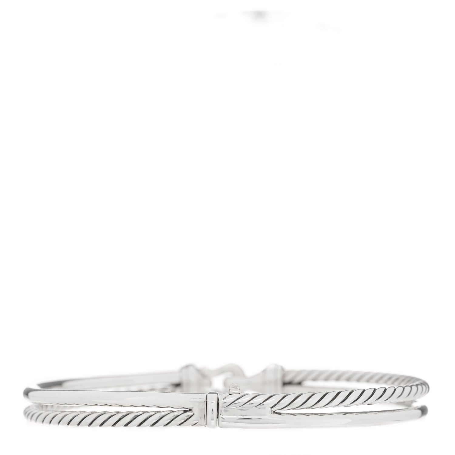 David Yurman Sterling Silver Diamond Two Row Buckle Bracelet 2 of 4