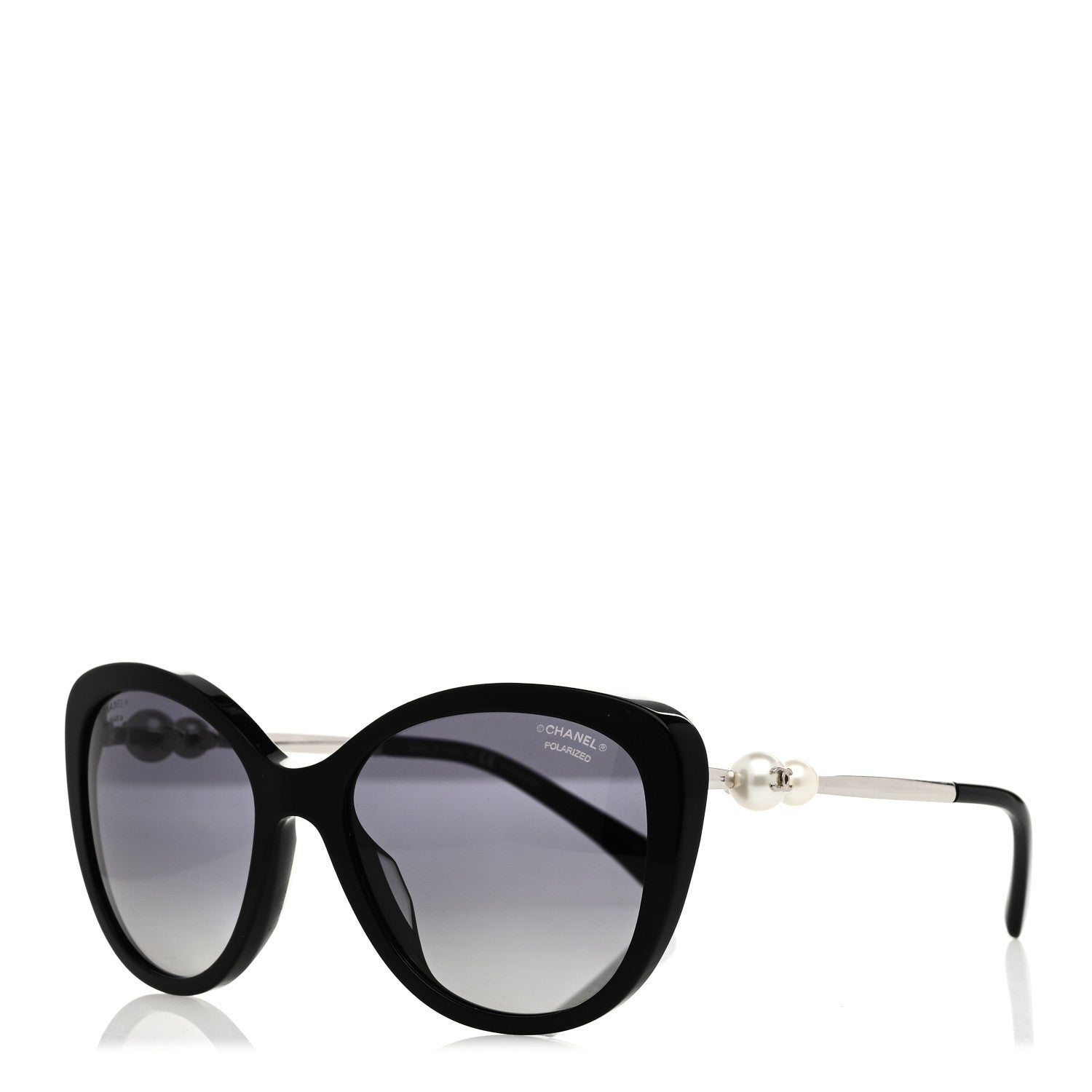 Chanel Acetate Polarized Butterfly Winter Pearl Sunglasses 5339-H Black 1 of 8