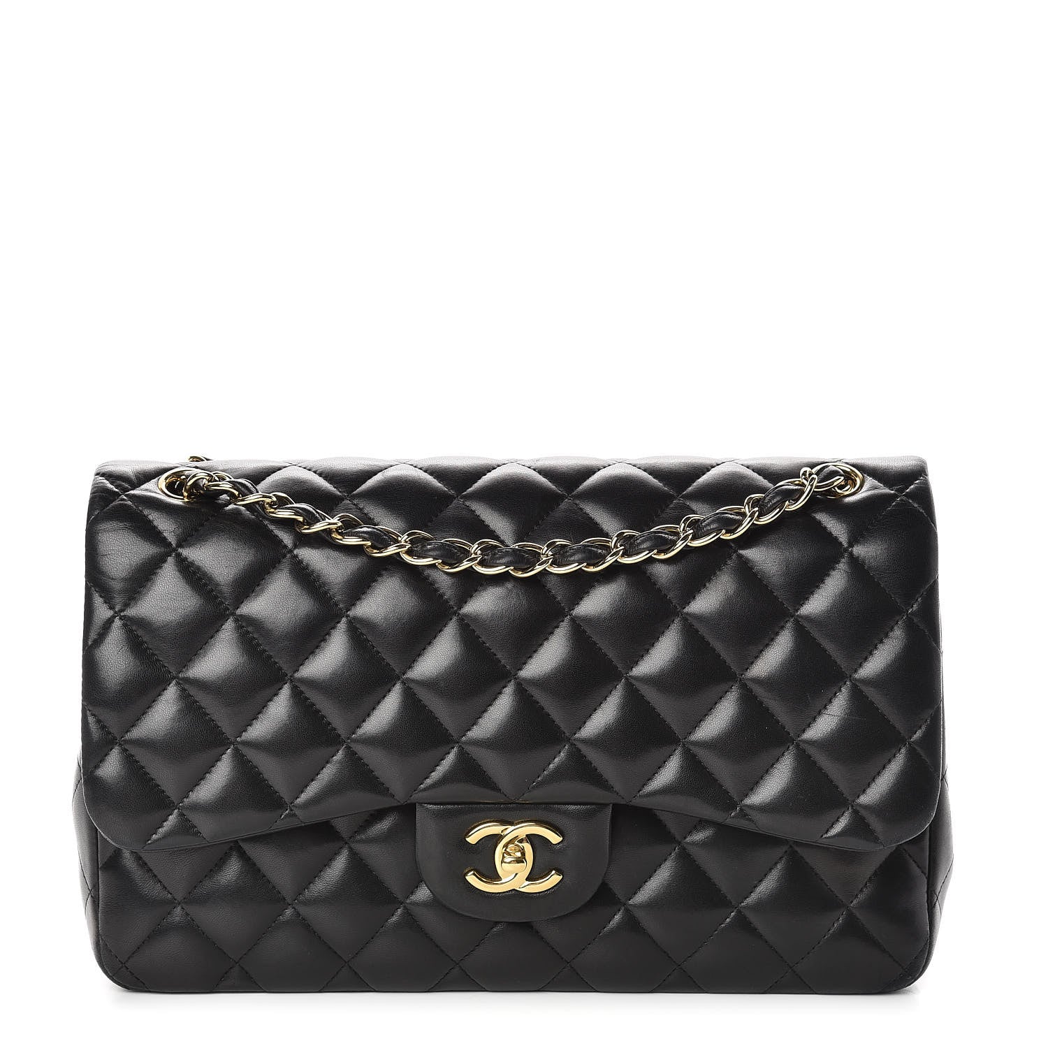Chanel Lambskin Quilted Jumbo Double Flap Black 1 of 22