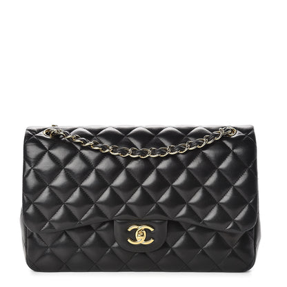 Chanel Lambskin Quilted Jumbo Double Flap Black 1 of 22