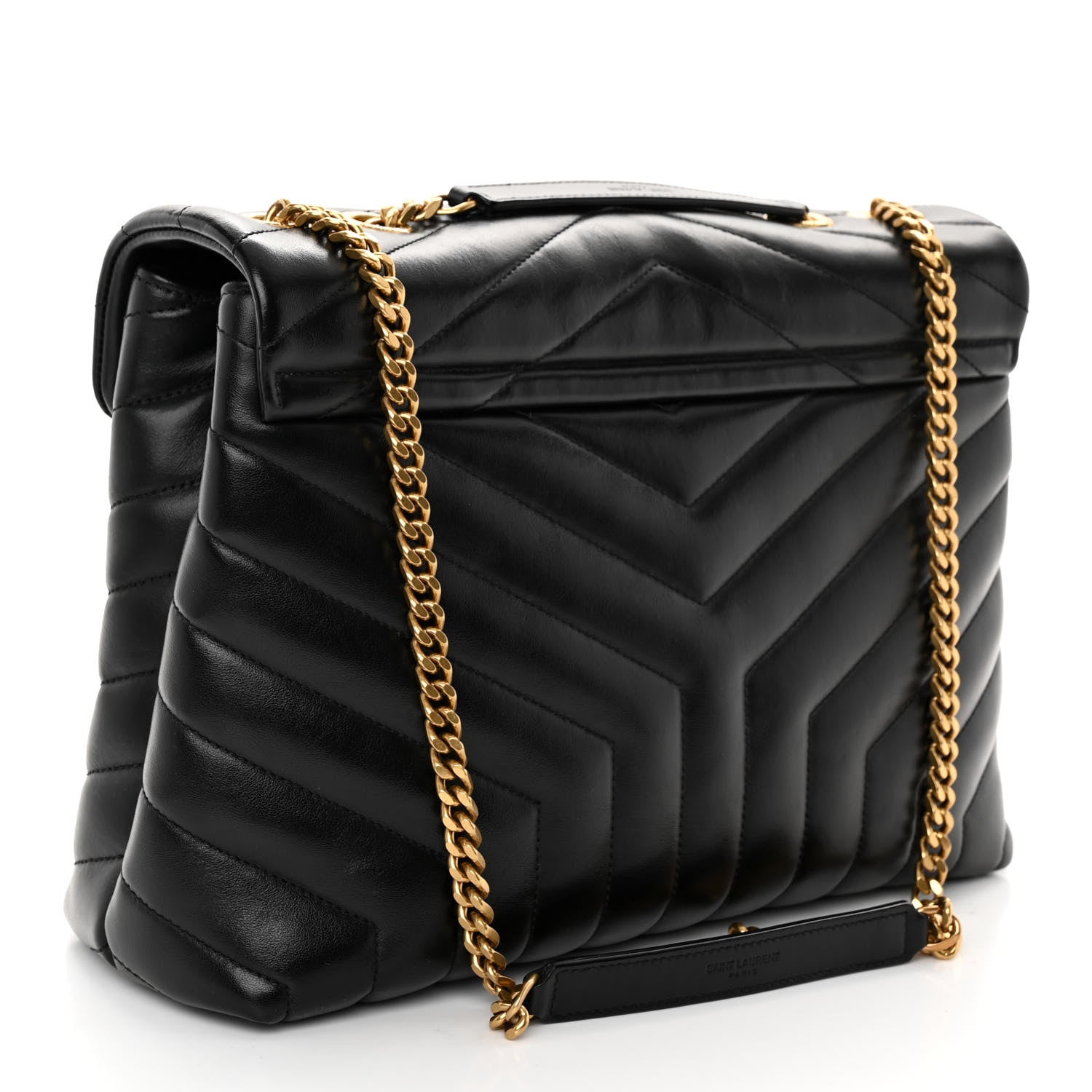 Saint Laurent Calfskin Y Quilted Monogram Medium Loulou Chain Satchel Black 3 of 9
