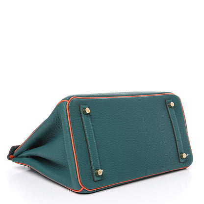 Hermes Togo Horseshoe Birkin 30 Malachite Capucine 3 of 11