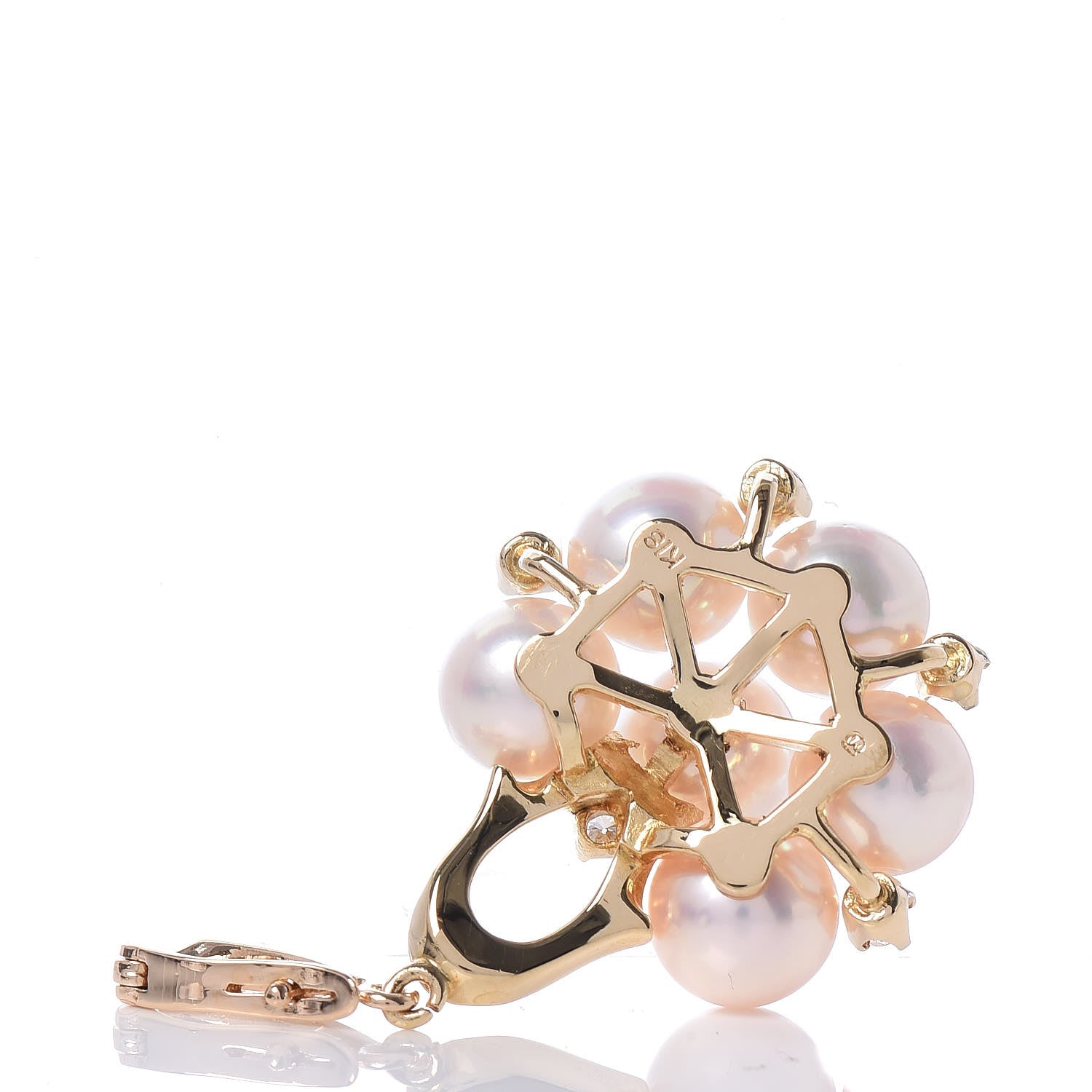 Mikimoto 18K Yellow Gold Diamond Akoya Pearl 6.5-7mm Enhancer Pendant 3 of 5