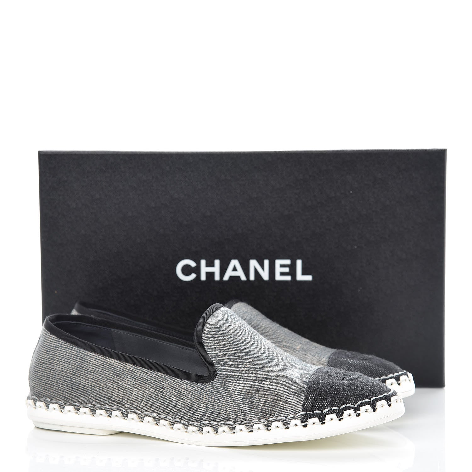 Chanel Fabric Mocassin Loafer 38 Blue Navy 10 of 10