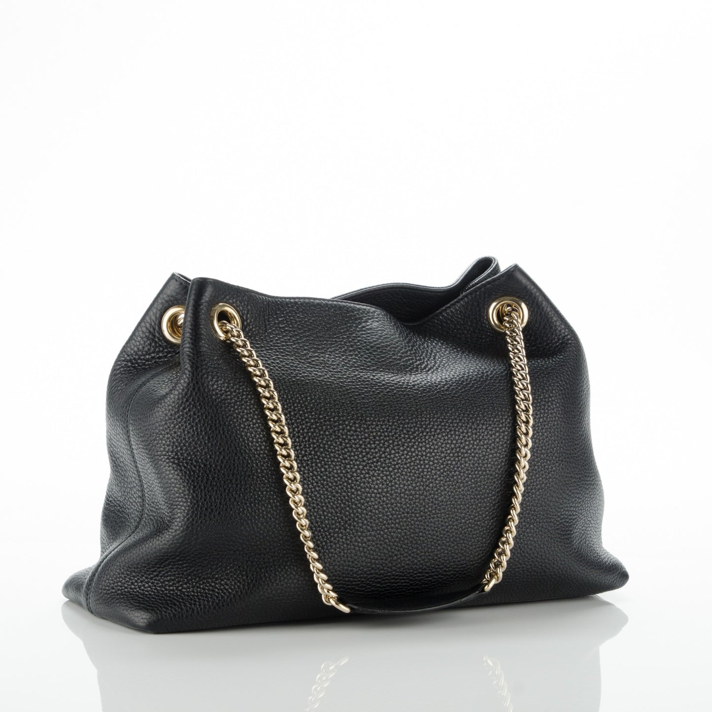 Pebbled Calfskin Medium Soho Chain Shoulder Bag Black