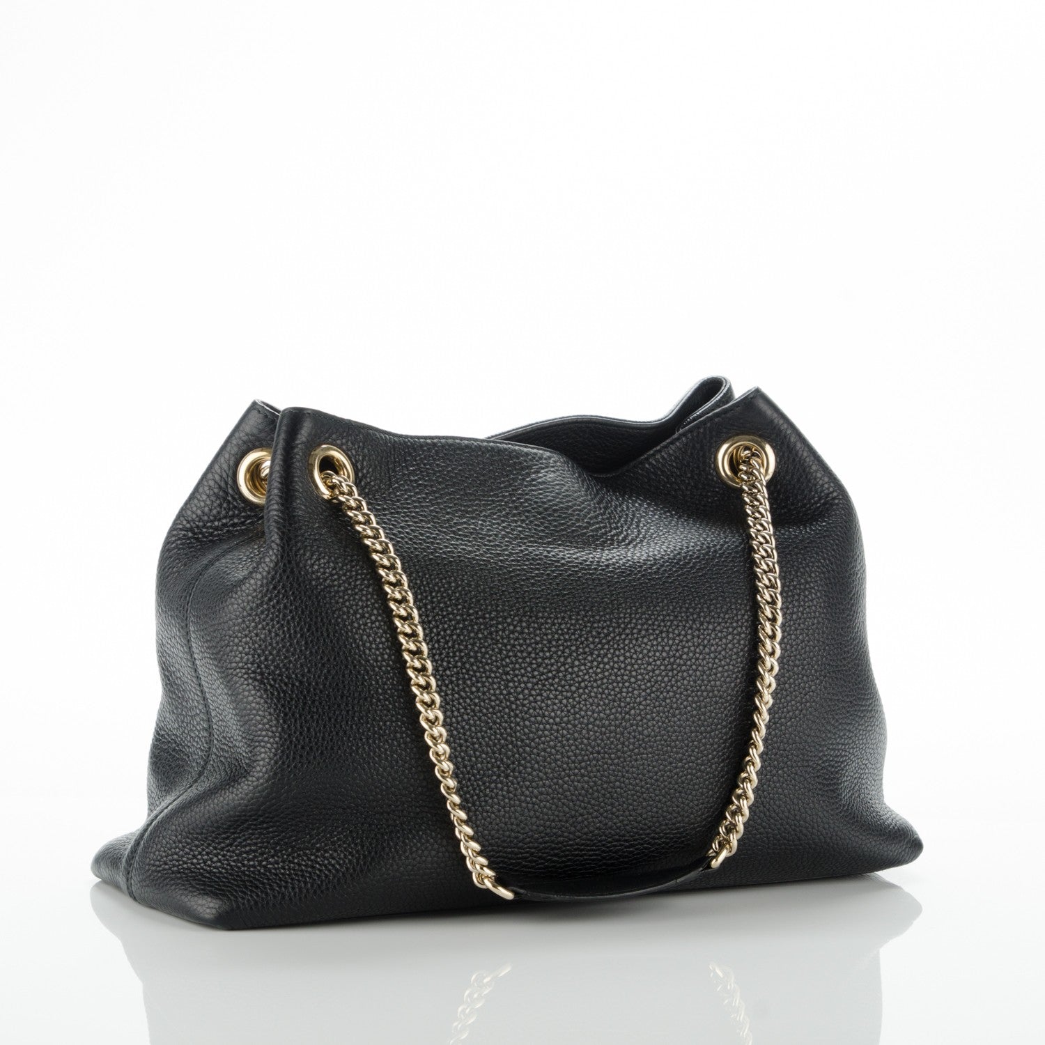 Gucci Pebbled Calfskin Medium Soho Chain Shoulder Bag Black 3 of 7