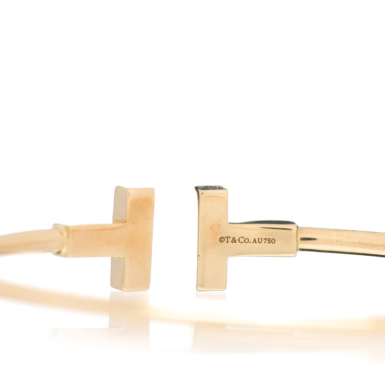 Tiffany 18K Yellow Gold Narrow T Wire Bracelet 4 of 4