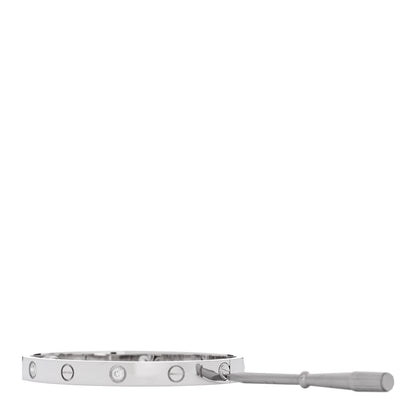 Cartier 18K White Gold 4 Diamond Love Bracelet 17 3 of 8