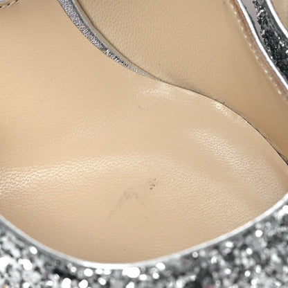 Jimmy Choo Coarse Glitter Fabric Cherisi 85 Pumps 39 Silver 8 of 9