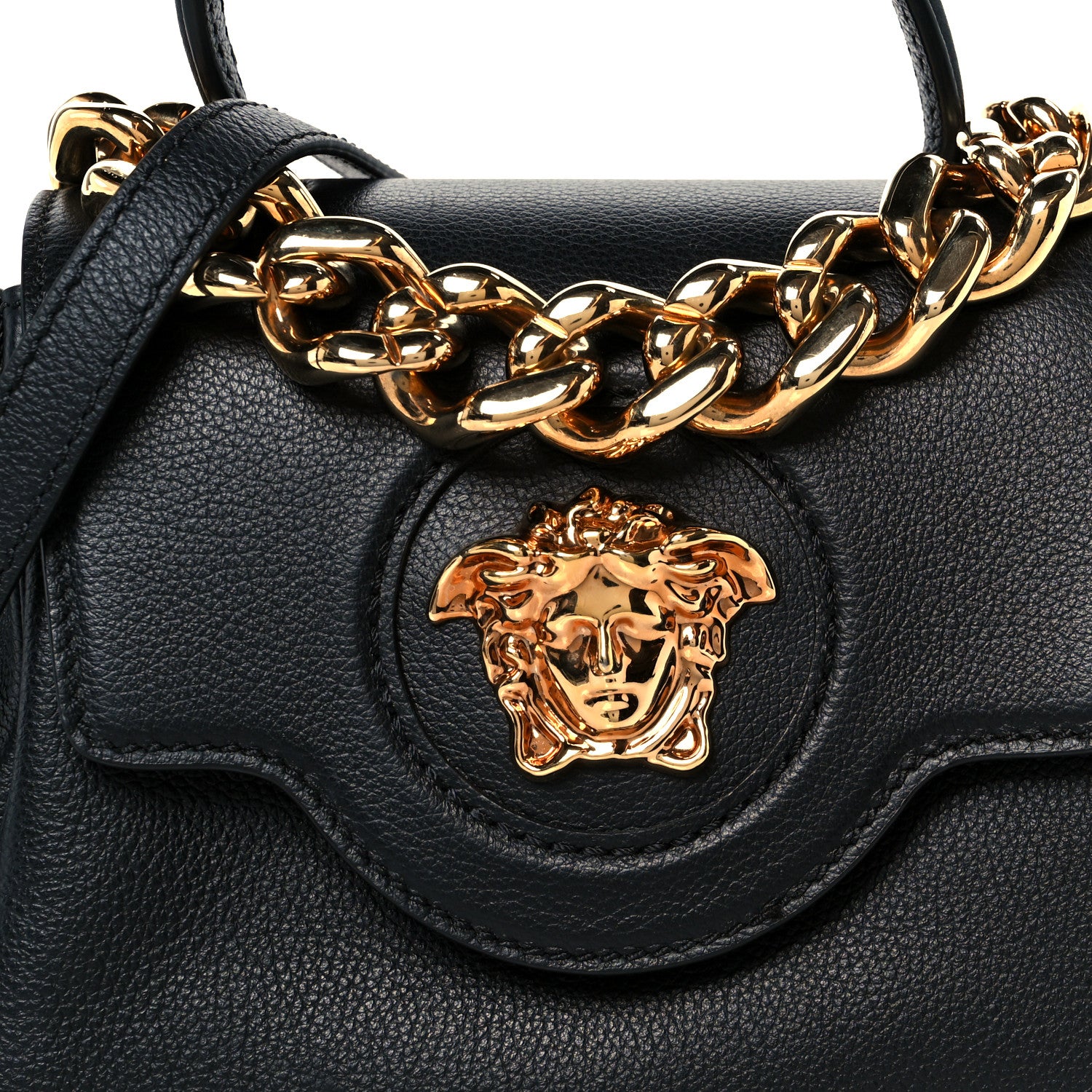 Versace Grained Calfskin Small La Medusa Top Handle Bag Black 9 of 11