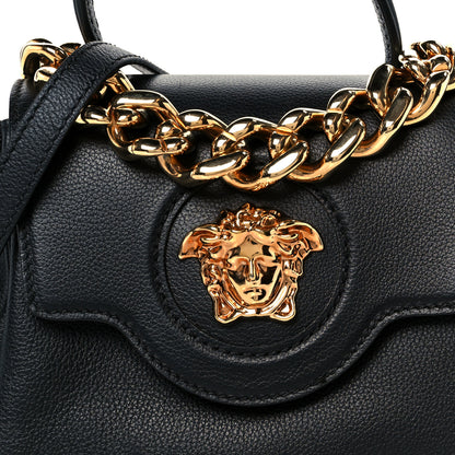 Versace Grained Calfskin Small La Medusa Top Handle Bag Black 9 of 11