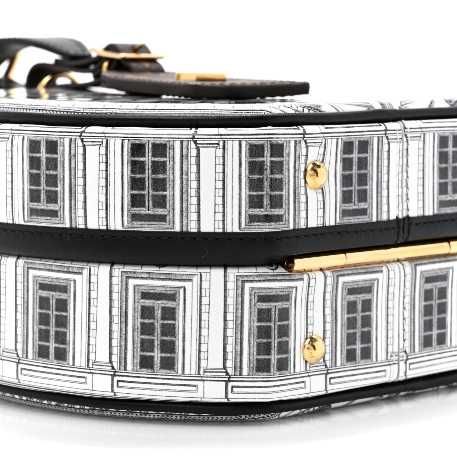 Louis Vuitton X FORNASETTI Calfskin Architettura Petite Boite Chapeau White Black 9 of 10