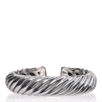 David Yurman Sterling Silver 18K Yellow Gold 15mm Sculpted Cable Cuff Bracelet 3 of 5