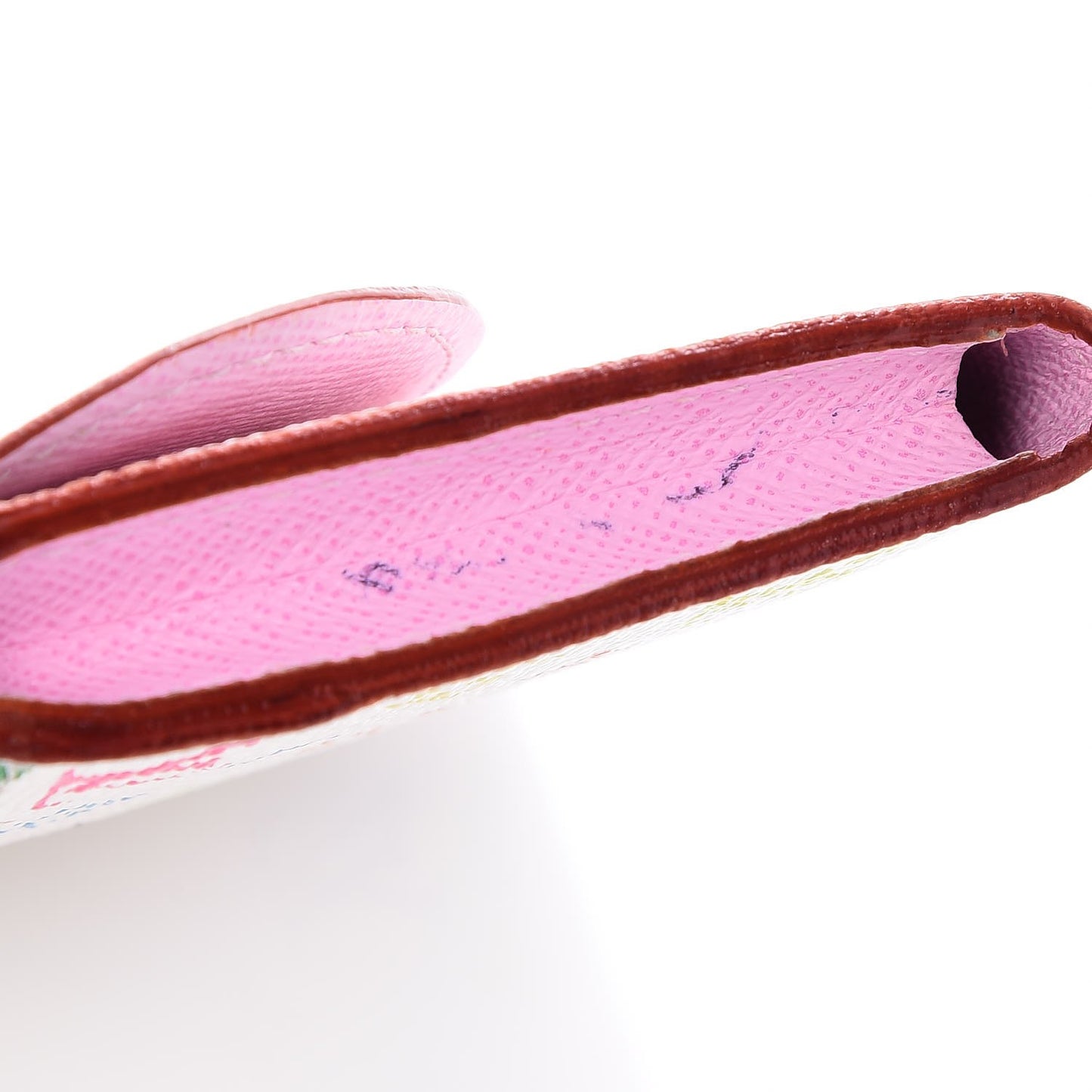 Monogram Multicolor Business Card Holder White Litchi