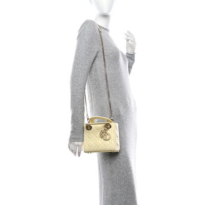 Christian Dior Lambskin Cannage Mini Lady Dior Soft Yellow 2 of 11