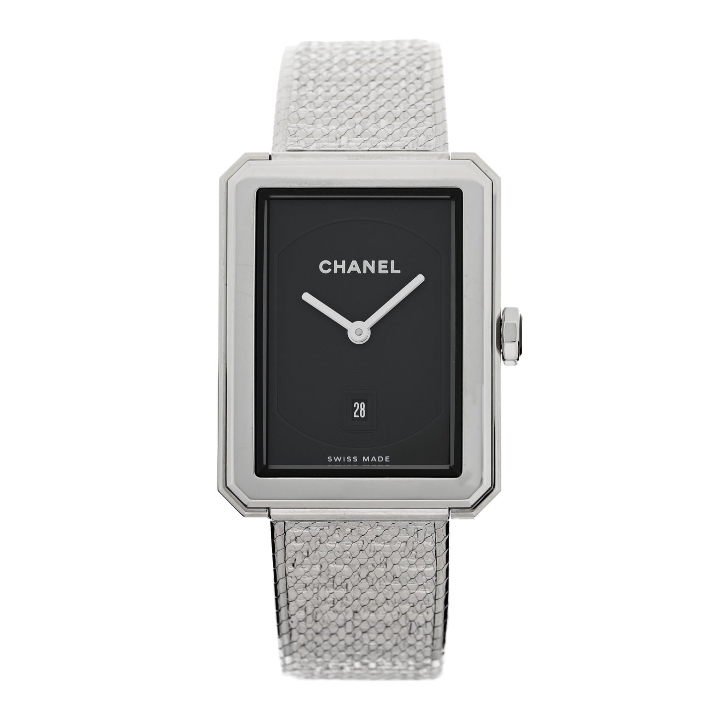 Stainless Steel 26mm Boy-friend Tweed Quartz Watch Black