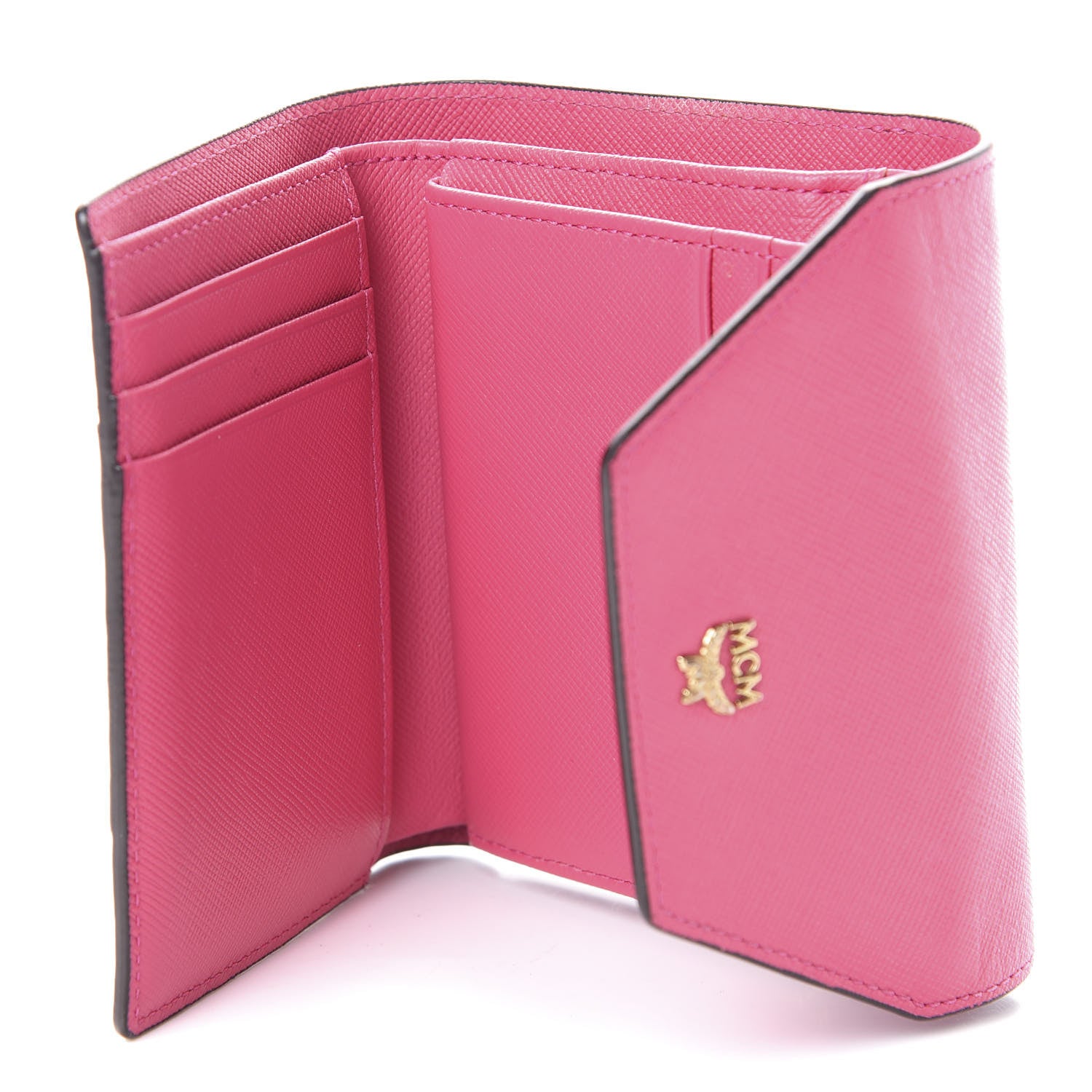 MCM Visetos Tri-Fold Love Letter Flap Wallet Cognac Pink 5 of 6