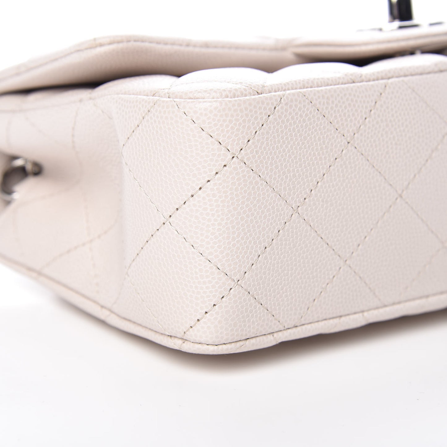 Caviar Quilted Mini Rectangular Flap Ivory
