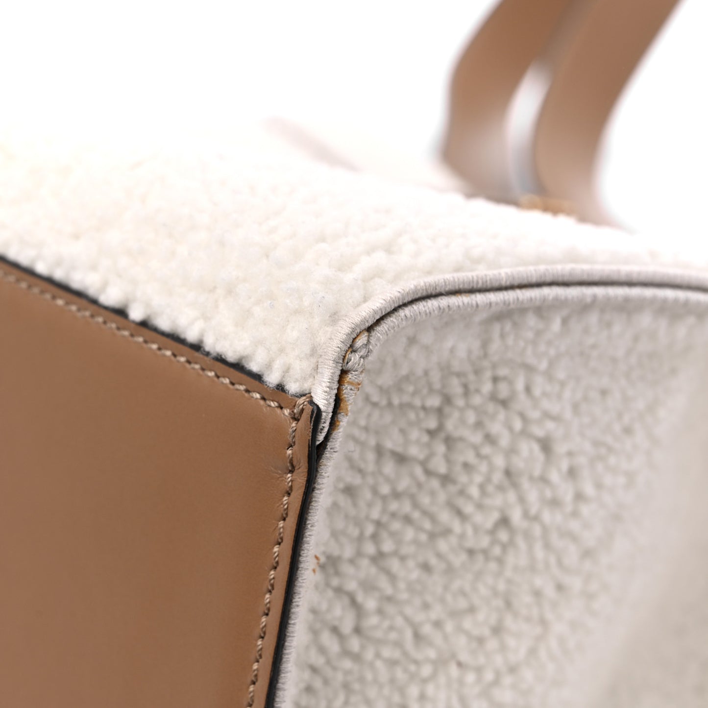 Shearling Vitello King Logo Medium Fendi Sunshine Shopper Tote White