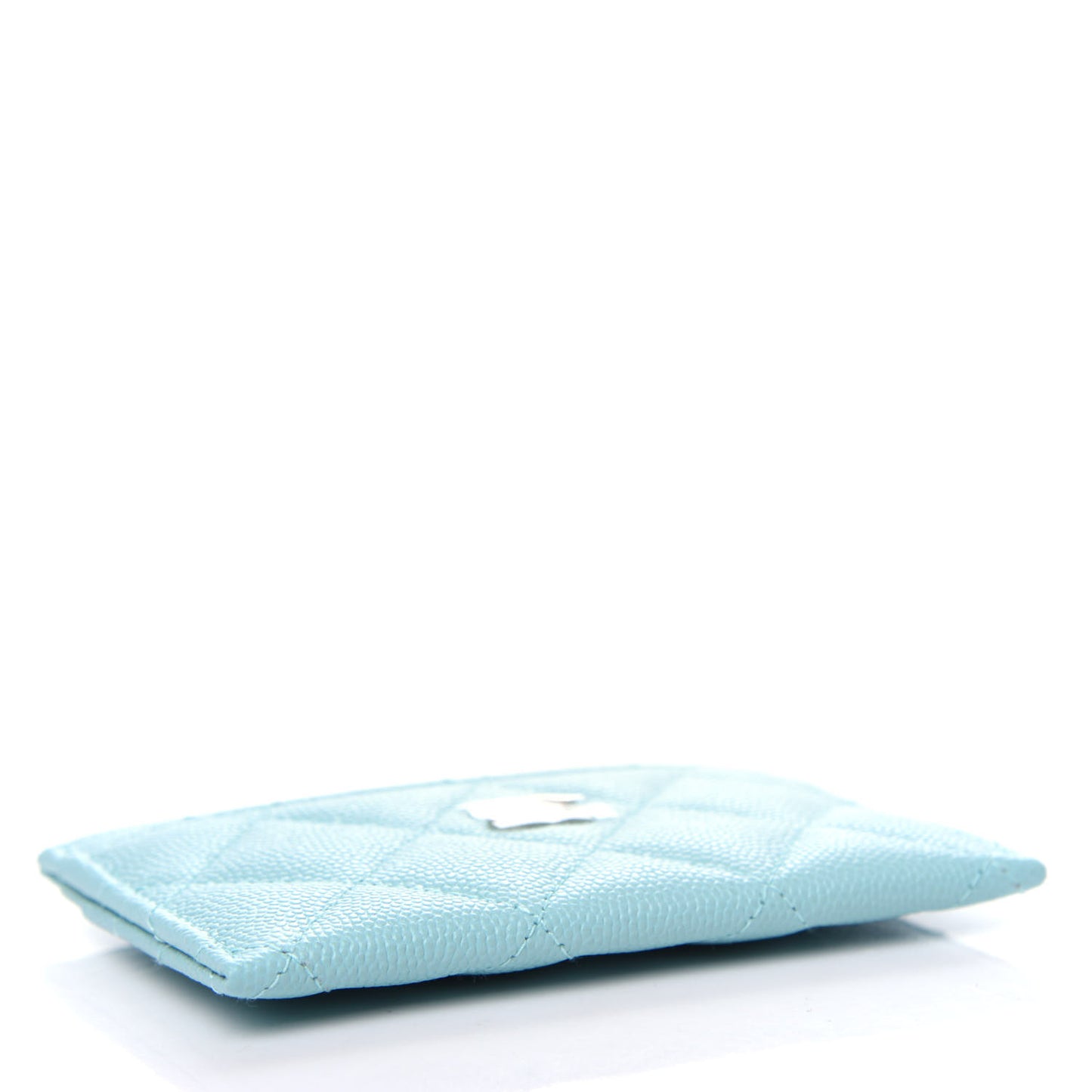 Caviar Quilted Card Holder Light Blue