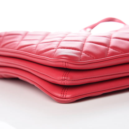 Chanel Lambskin Quilted Accordion Shopping Tote Dark Pink 9 of 10