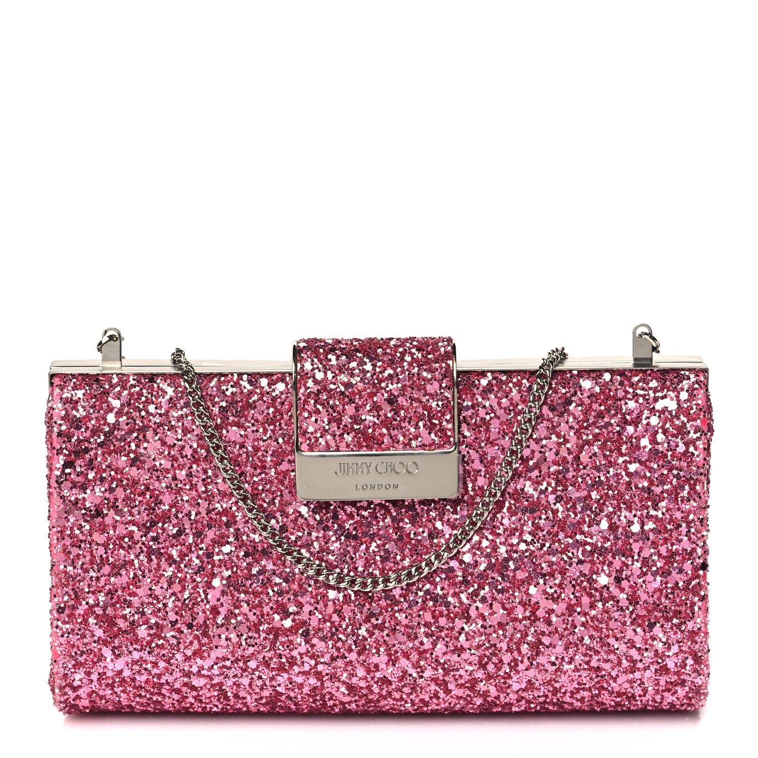 Jimmy Choo Coarse Glitter Clutch Pink 1 of 10