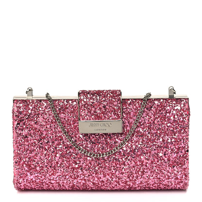 Jimmy Choo Coarse Glitter Clutch Pink 1 of 10