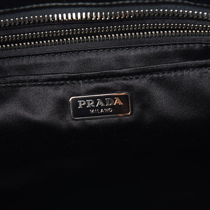 Prada Satin Swarovski Crystal Embroidered Flat Clutch Black 7 of 8