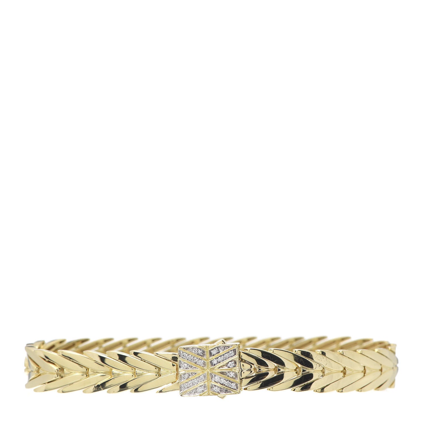18K Yellow Gold Diamond 9mm Modern Chain Bracelet