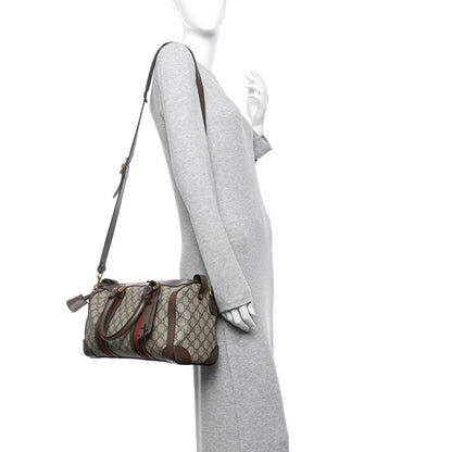 Gucci GG Supreme Monogram Textured Dollar Calfskin Web Small Duffle Bag Beige Ebony 2 of 15
