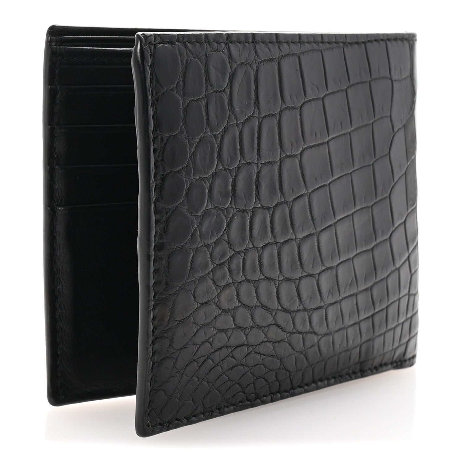 Bottega Veneta Crocodile Bi-Fold Wallet Black 3 of 7