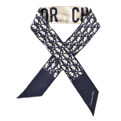 Christian Dior Silk Oblique Mitzah Scarf Blue 1 of 3