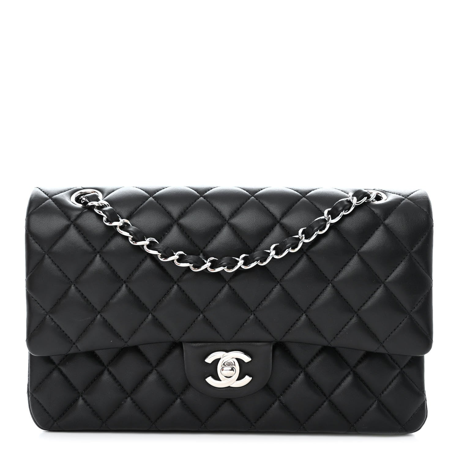 Chanel Lambskin Quilted Medium Double Flap Black 1 of 15