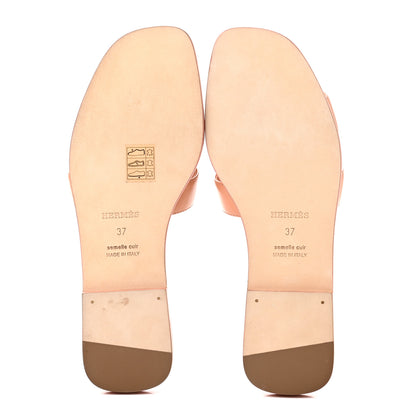 Hermes Box Calfskin Oran Sandals 37 Granit Rose 5 of 9