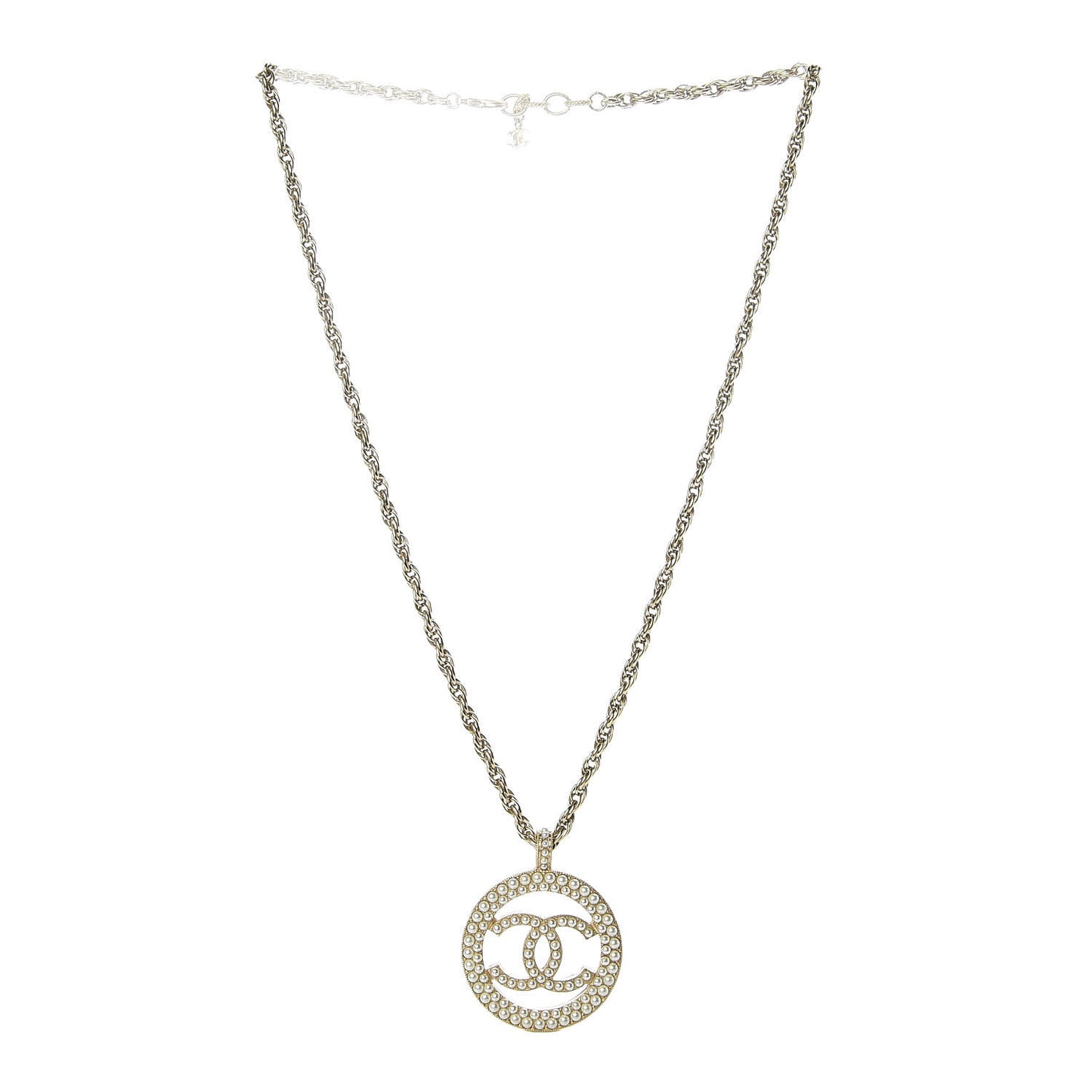 Pearl CC Medallion Necklace Gold