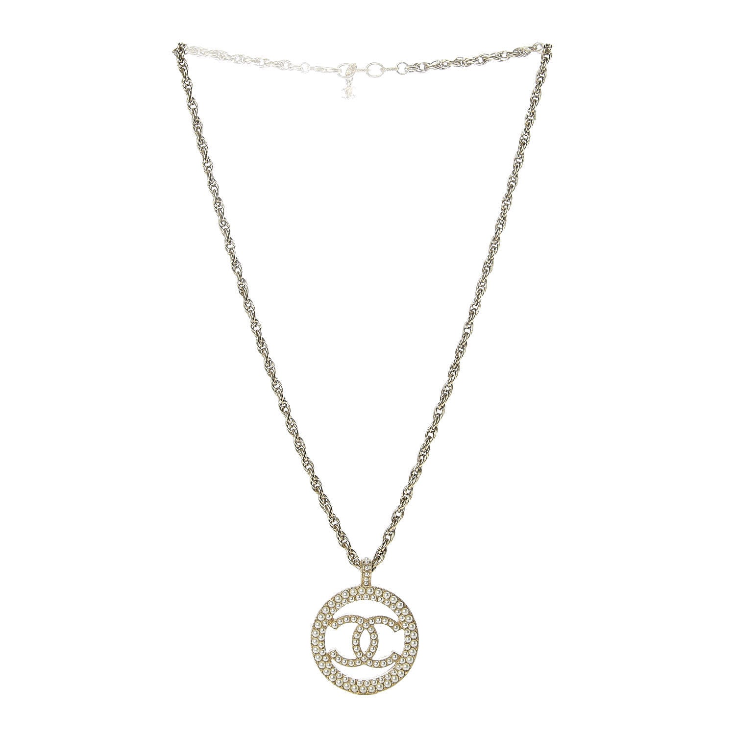 Chanel Pearl CC Medallion Necklace Gold 3 of 6