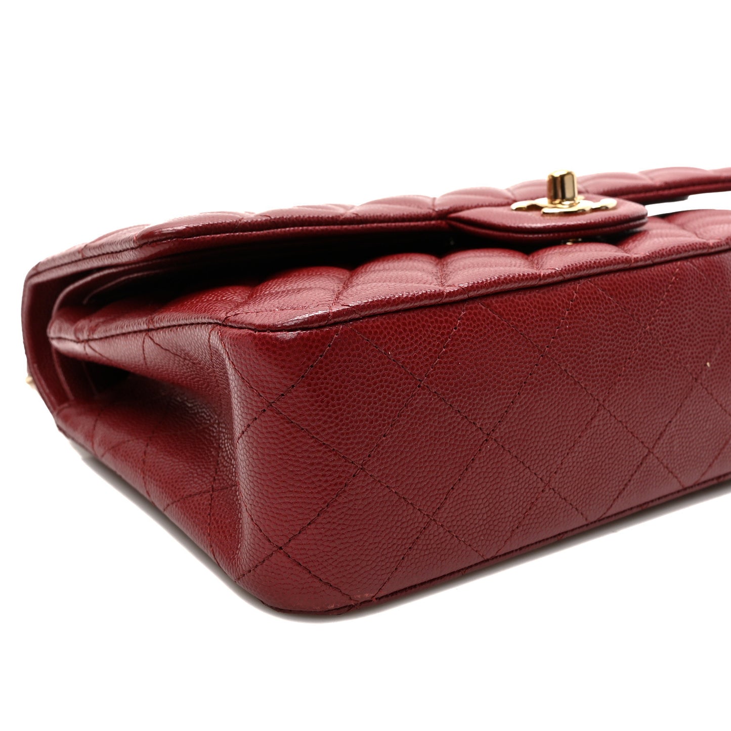 Caviar Quilted Medium Double Flap Red