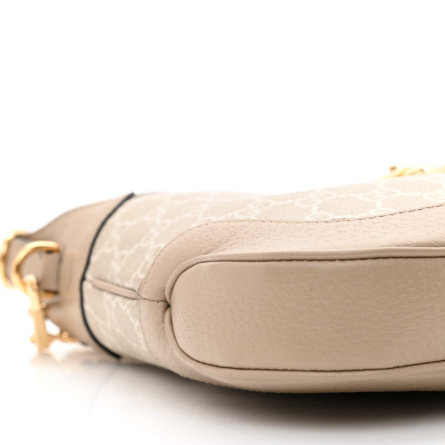GG Supreme Monogram Textured Dollar Calfskin Web Small Jackie 1961 Hobo Beige Mystic White Oatmeal