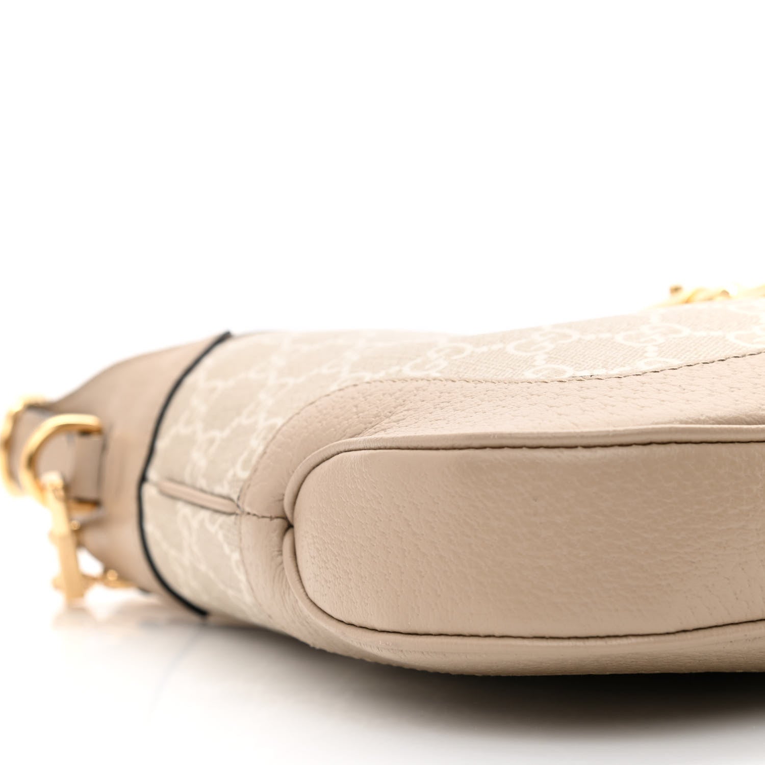 Gucci GG Supreme Monogram Textured Dollar Calfskin Web Small Jackie 1961 Hobo Beige Mystic White Oatmeal 9 of 10
