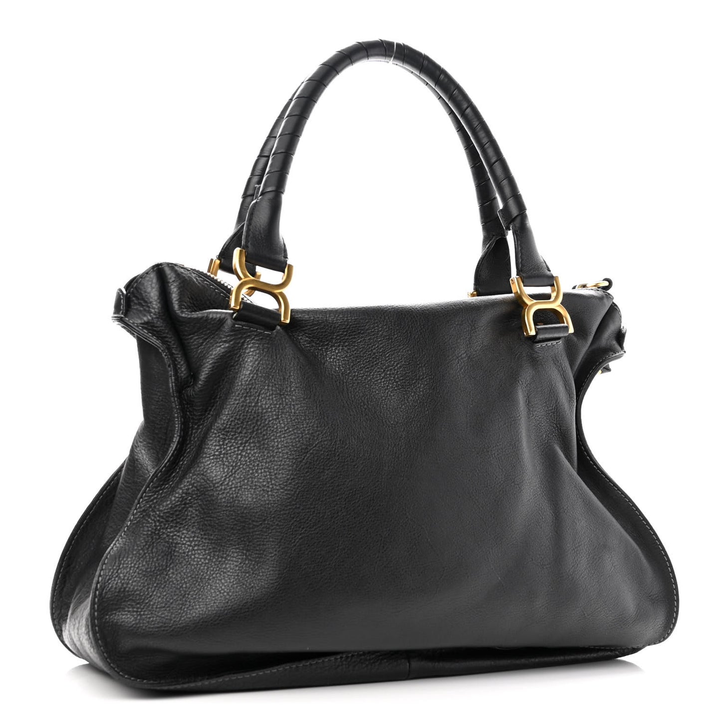 Calfskin Large Marcie Satchel Black
