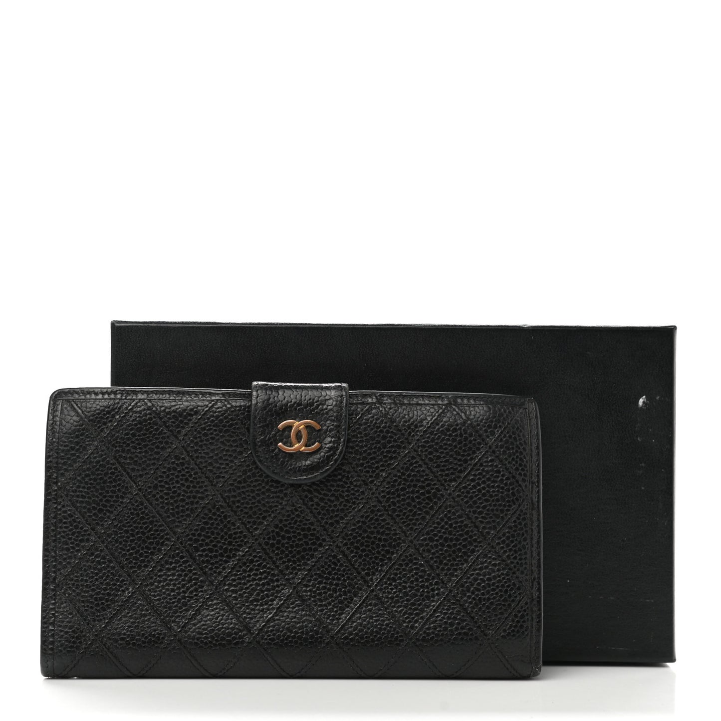 Caviar Stitched French Wallet Black