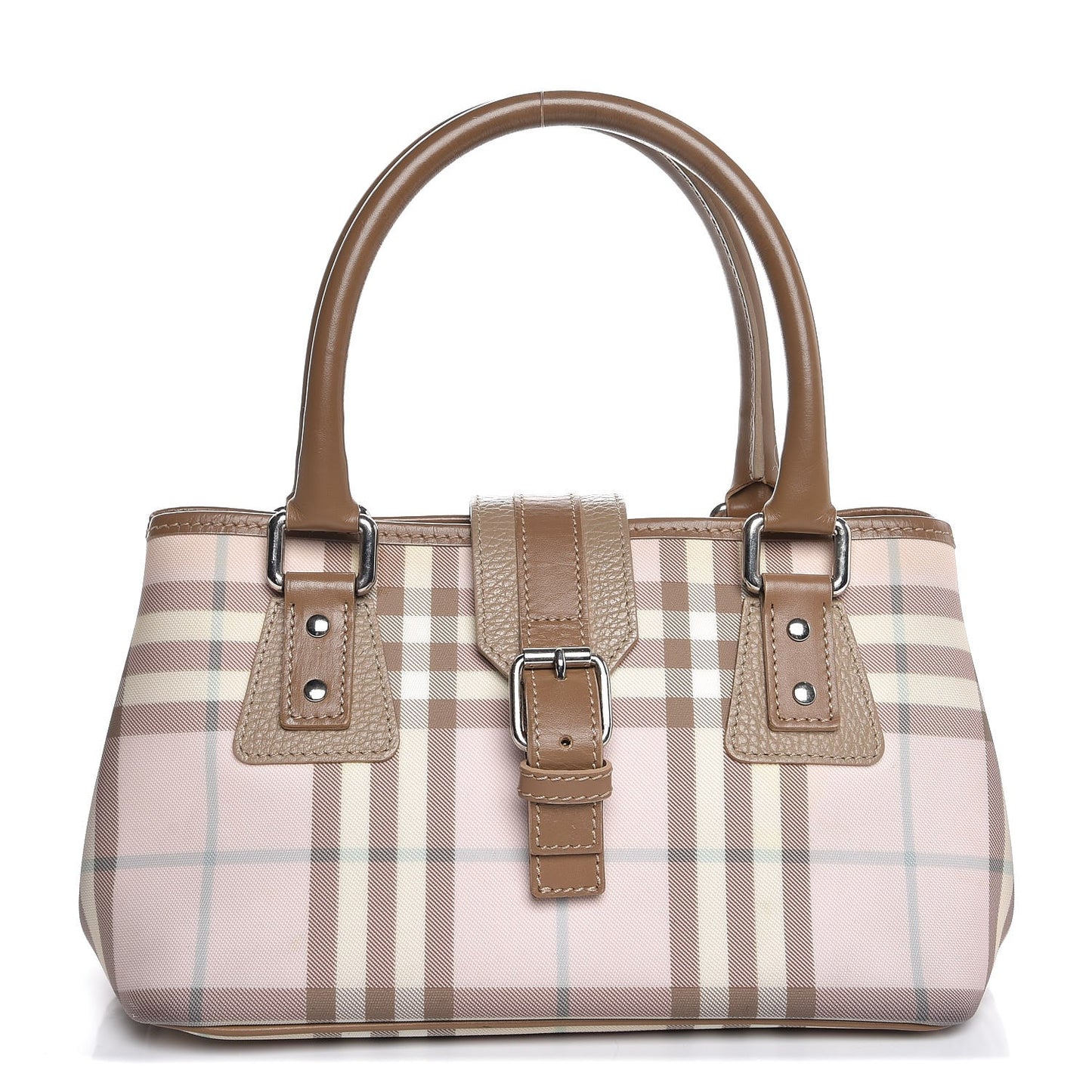 Candy Check Buckle Tote Pink
