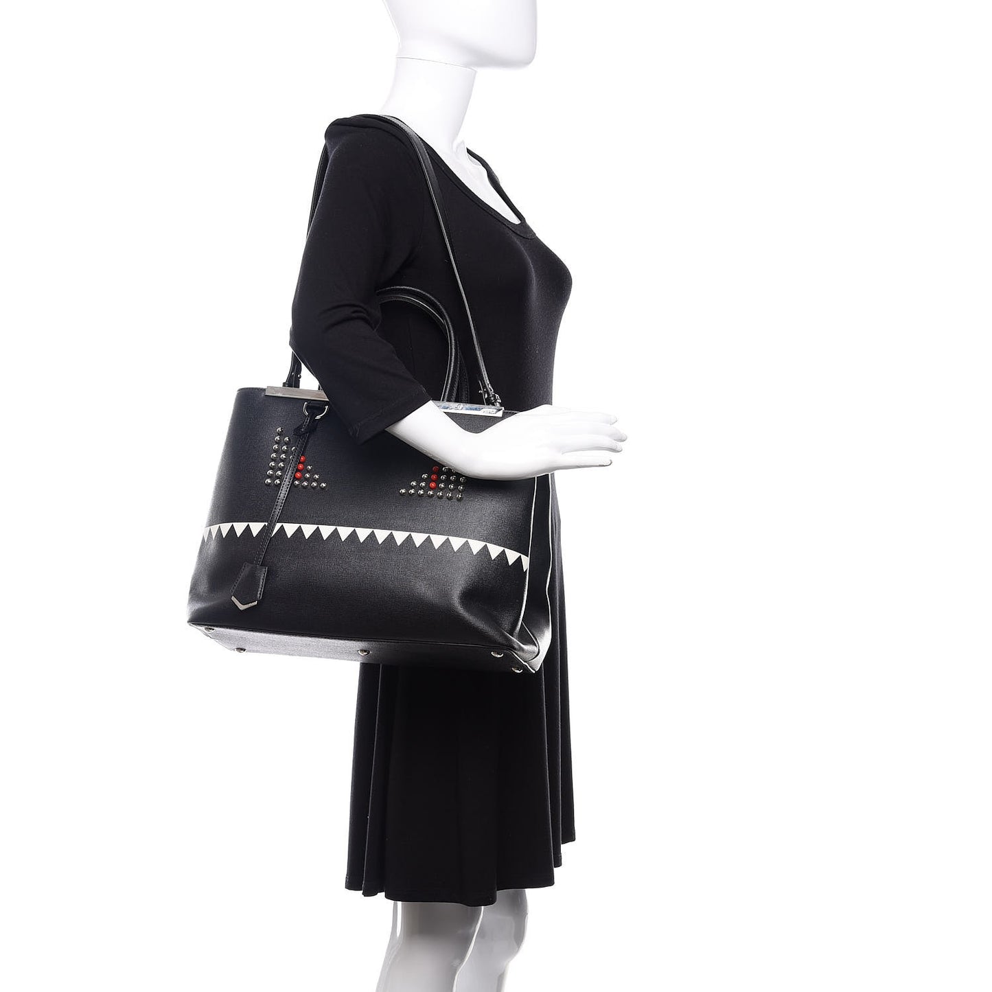 Vitello Elite Studded Monster Medium 2Jours Tote Black