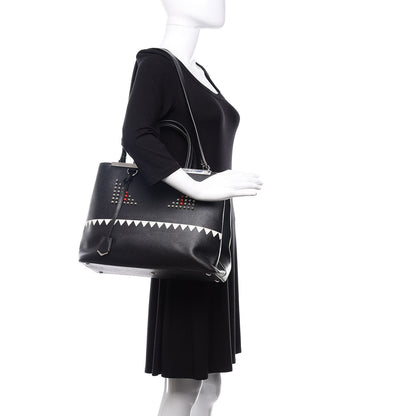 Fendi Vitello Elite Studded Monster Medium 2Jours Tote Black 2 of 10