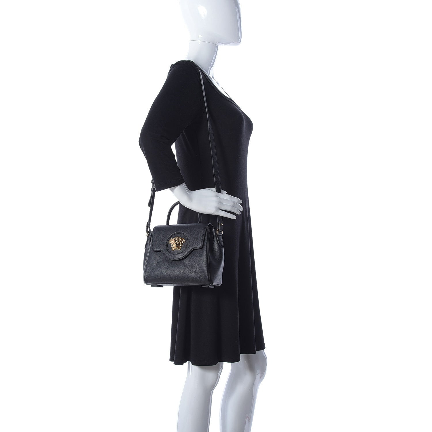 Versace Grained Calfskin Small La Medusa Top Handle Bag Black 1 of 2