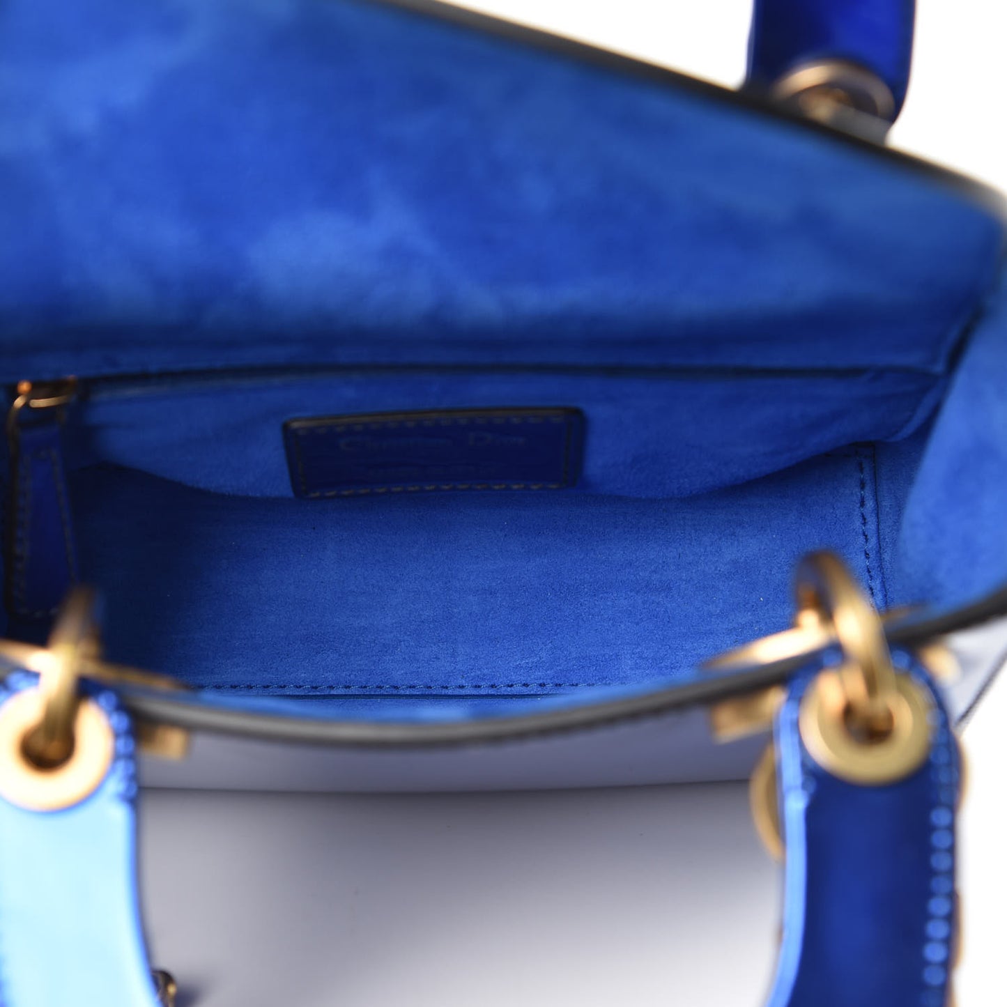 Glazed Calfskin Mini Lady Dior Blue