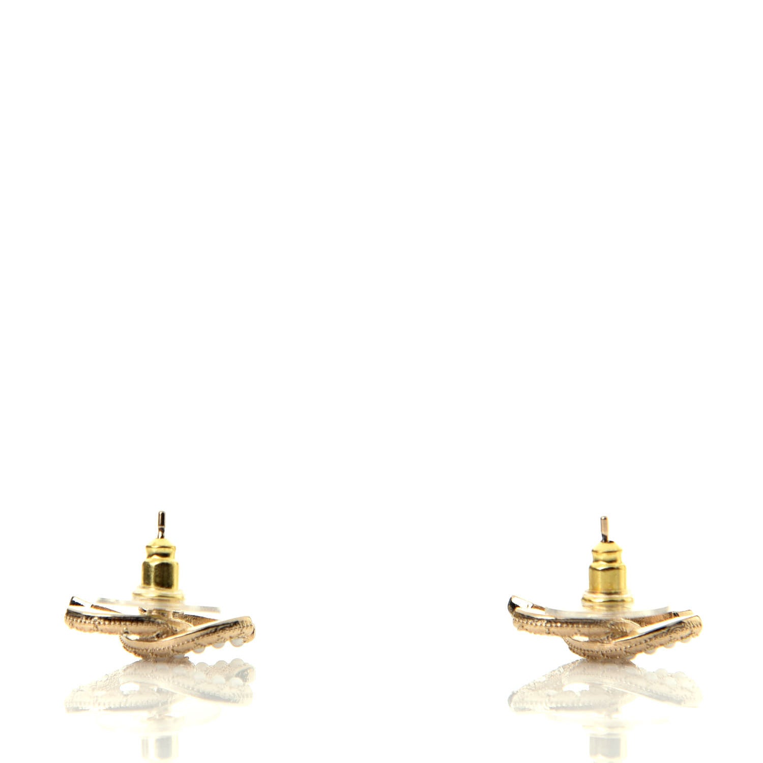 Chanel Crystal Pearl CC Earrings Gold 3 of 3