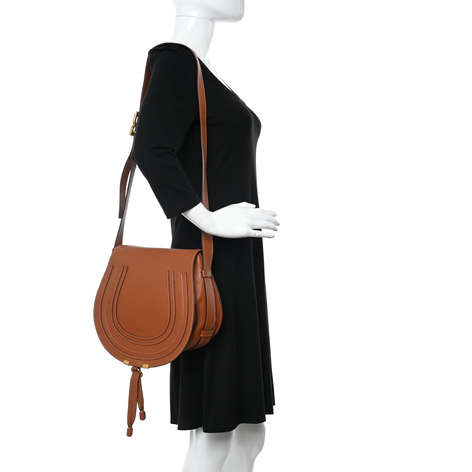 Chloe Calfskin Medium Marcie Round Crossbody Bag Tan 2 of 10