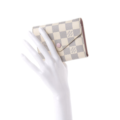 Louis Vuitton Damier Azur Victorine Wallet Rose Ballerine 2 of 9